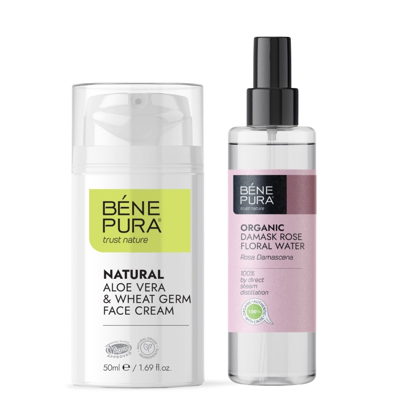 Aloe Vera Kasvovoide ja Bio Rosa Damascena Kukkavesi - 