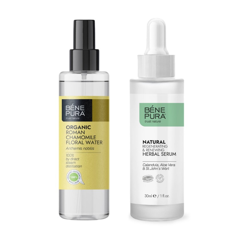 Regeneroiva Kasvoseerumi ja Bio Roomalainen Kamomilla Kukkavesi - Tuotevertailu