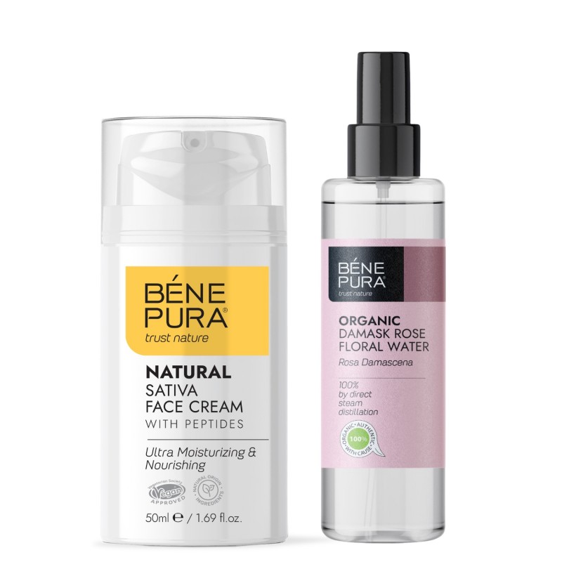 Kosteuttava kasvovoide ja Bio Rosa Damascena Kukkavesi - GMC