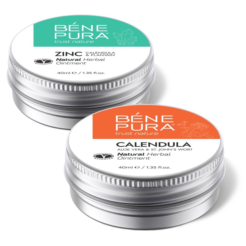 Voide Kutinaan kanssa Sinkkioksidi ja Voide Palovamma ja Haava kanssa Kehäkukka, Aloe Vera ja Mäkikuisma - GMC