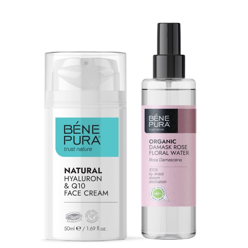 Hyaluron & Q10 Kasvovoide ja Bio Rosa Damascena Kukkavesi - GMC