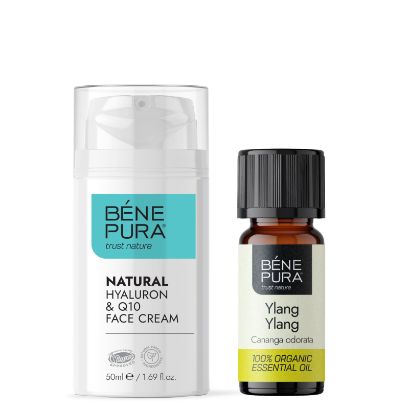 Hyaluron & Q10 Kasvovoide ja Bio Ylang-ylang Eteerinen öljy - Ryppyvoiteet