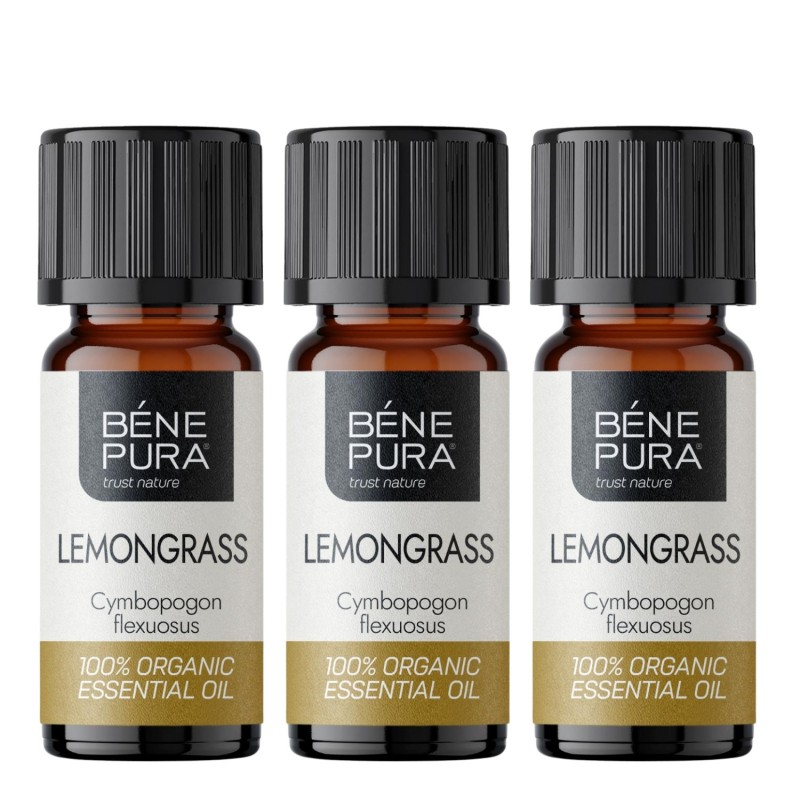 3x Bio Sitruunaruohon Eteerinen öljy - 10ml - Benepura.fi 3x Bio Sitruunaruohon Eteerinen öljy - 10ml