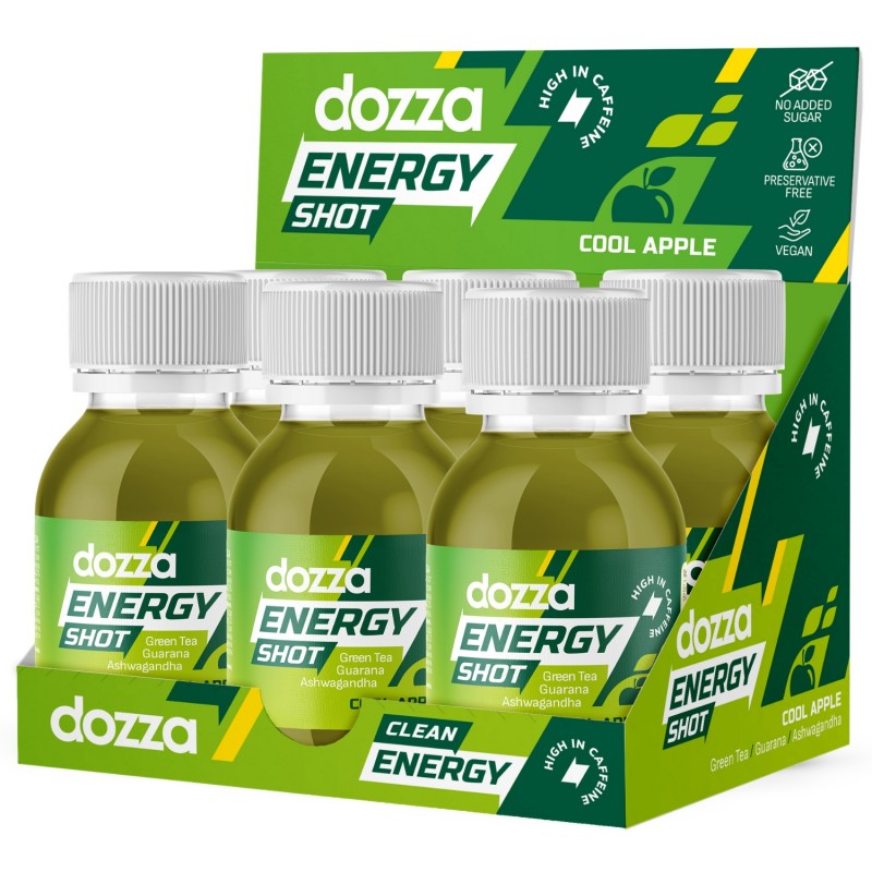 6x Pack DOZZA Energy Cool Apple Energy shot - 60ml - Tuotevertailu