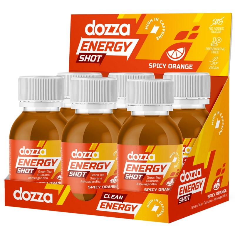 6x Pack DOZZA Energy Spicy Orange Energy shot - 60ml - Tuotevertailu